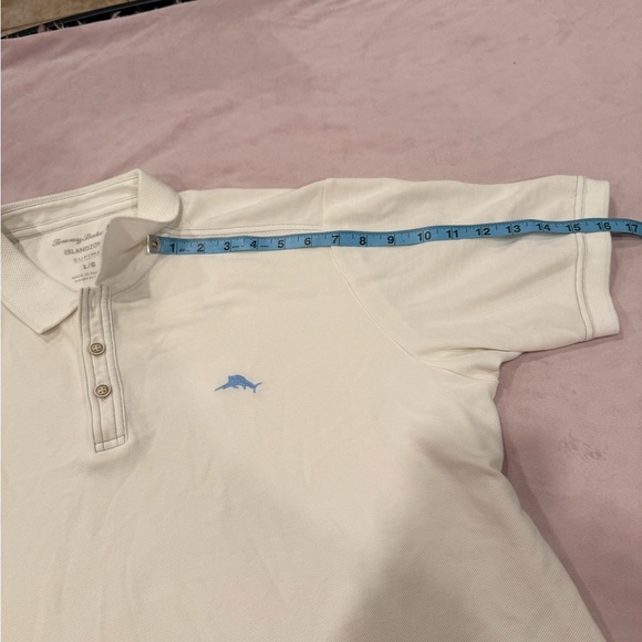 Tommy Bahama White Polo Shirt with Blue Logo - Picture 9 of 9